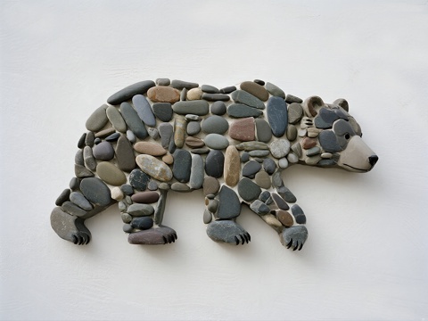 石头挂件 石头装饰 北极熊石头装饰 北极熊石头墙饰su模型