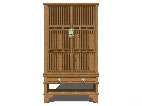 实木装饰柜 装饰柜 实木柜su模型