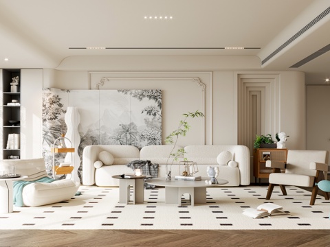  法式客厅3d模型 