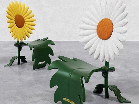 网红店互动座椅 室外网红打卡座椅 网红甜品店座椅 商场互动打su模型