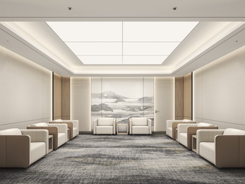  现代接待室会客厅单人沙发3d模型 