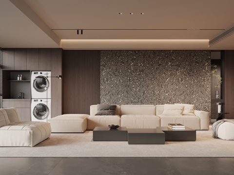 意式客厅 沙发茶几组合 背景墙su模型