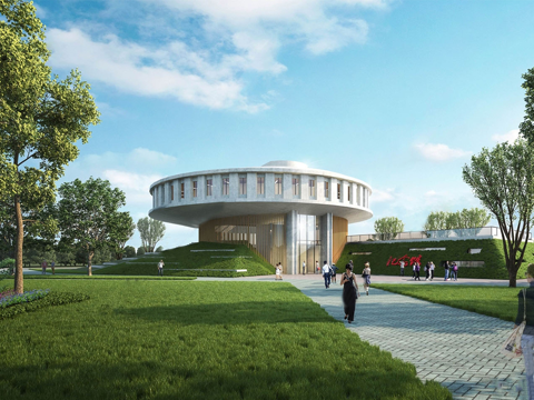 现代展览馆建筑 博览馆 建筑外观su模型