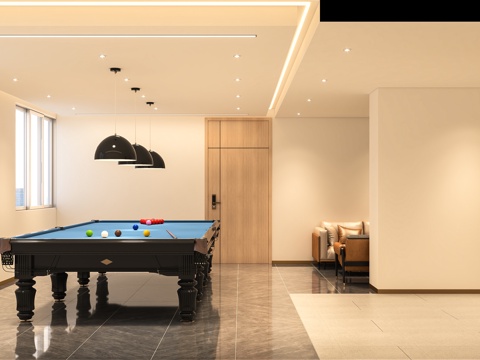  屋顶休闲娱乐区台球室3d模型 