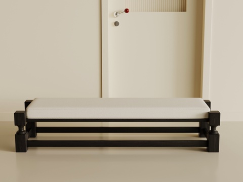 现代中古床尾凳  换鞋凳su模型