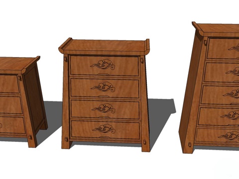 实木装饰柜 装饰柜 实木柜 斗柜 餐边柜su模型
