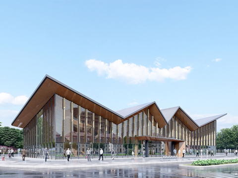 现代展览馆建筑 博物馆 建筑外观su模型