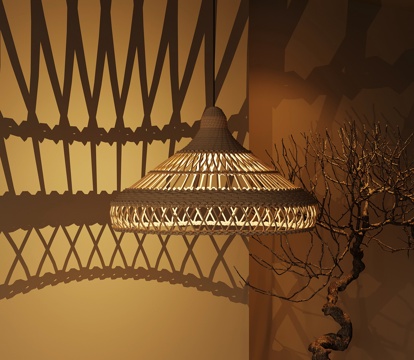  侘寂吊灯 藤编吊灯3d模型 