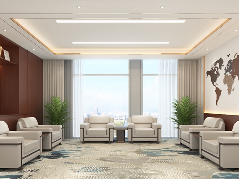  中式接待室会客室单人沙发3d模型 