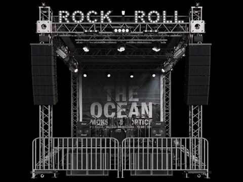 现代乐器 架子鼓 行架舞台 户外演奏 音响su模型