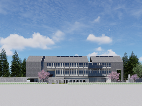 现代展览馆建筑 博物馆 建筑外观su模型