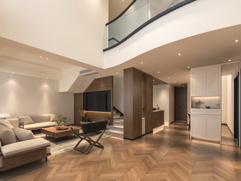  别墅客餐厅沙发餐桌椅3d模型 