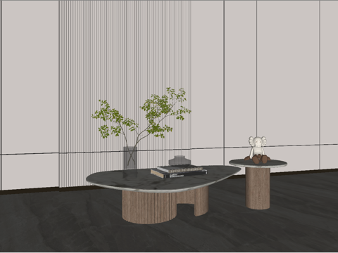 现代组合茶几su模型