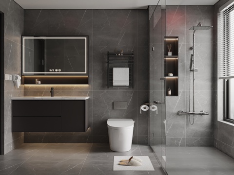  现代意式卫生间3d模型 