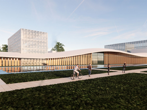 现代展览馆建筑 文化活动中心su模型