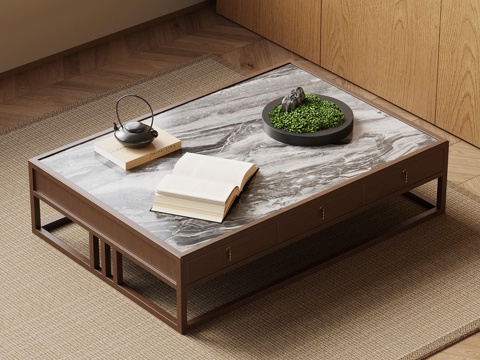 新中式茶几 宋氏风茶几su模型