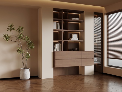 中古风书柜 置物柜su模型