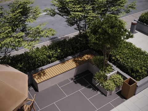 现代户外景观座椅 户外椅 景观植物 树池 花坛座椅su模型