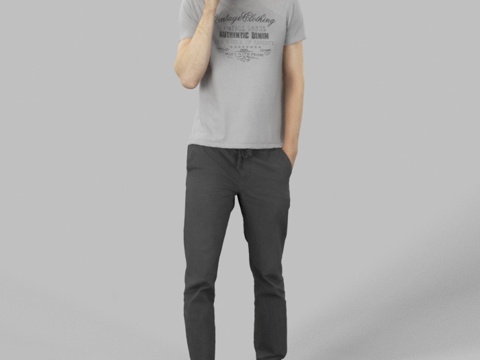 现代人物 三维人物 站姿打电话男人su模型