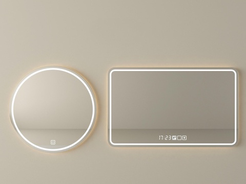 现代镜子  浴室镜 化妆镜  装饰镜 卫浴镜su模型