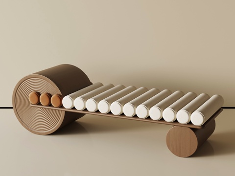 现代中古沙发凳 床尾凳 换鞋凳su模型