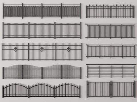  现代栏杆护栏  铁艺栏杆   围栏 扶手3d模型 