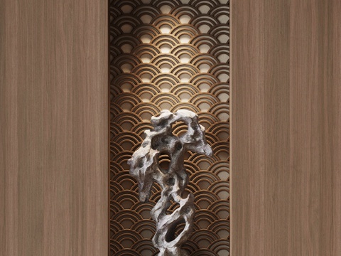 新中式摆件 雕塑 石头 太湖石su模型