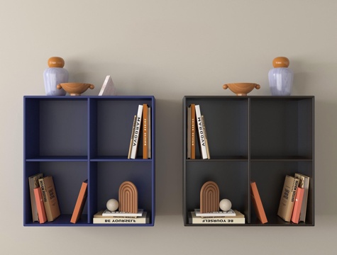 现代包豪斯书架  立体墙饰挂件su模型