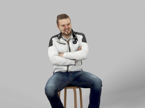 现代人物 三维人物 坐姿男人su模型