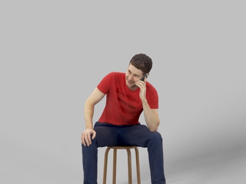 现代人物 三维人物 坐姿男人su模型