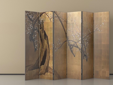 新中式屏风隔断   可折叠屏风su模型