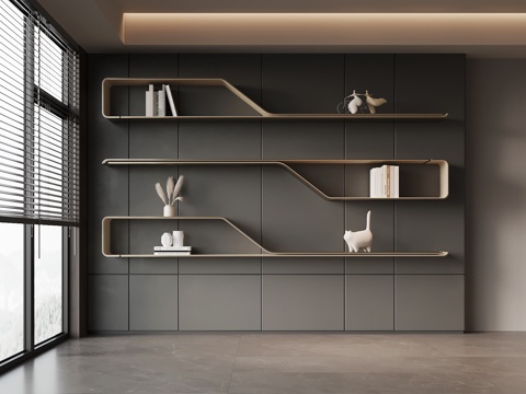 现代书架置物架su模型