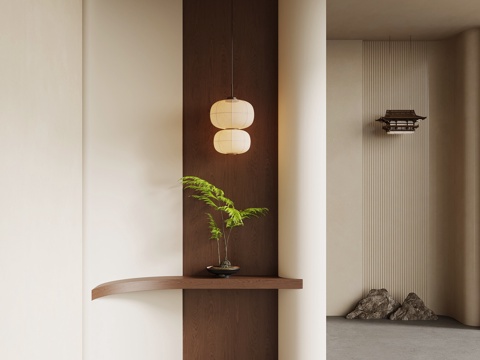 新中式玄关su模型