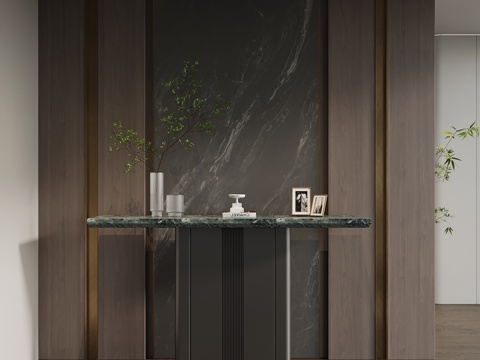 新中式玄关 端景台su模型