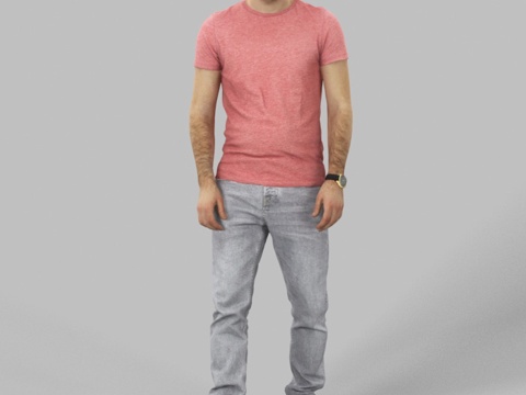 现代人物 三维人物 穿短袖的男人su模型