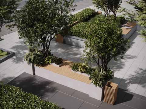 现代户外景观座椅 户外椅 景观植物 树池 花坛座椅su模型