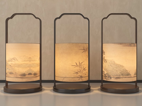 新中式台灯su模型