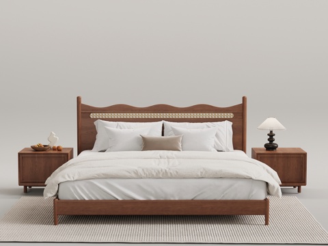 中古双人床 宋氏风双人床su模型