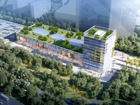  商业综合体鸟瞰3d模型 