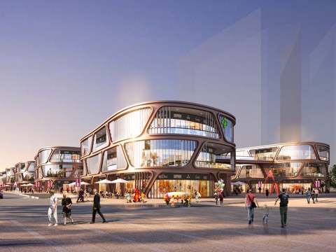  商业街入口3d模型 