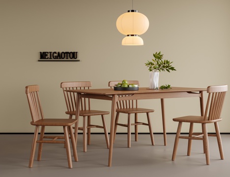 现代餐桌椅 餐椅 床头吊灯su模型