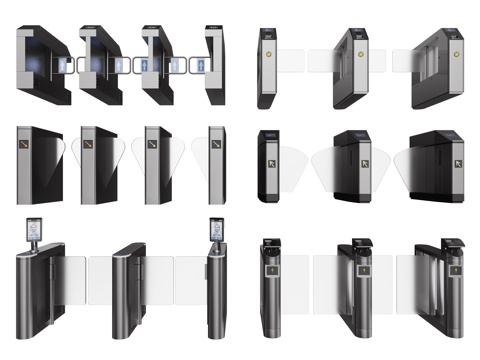 现代安检门 门禁 闸门 感应门 门禁机su模型