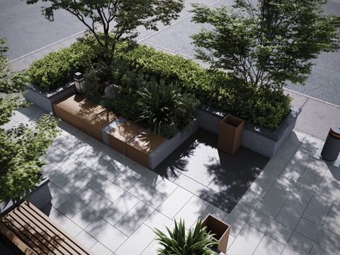 现代户外景观座椅 户外椅 景观植物 树池 花坛座椅su模型