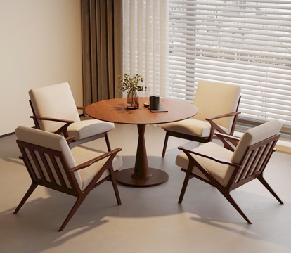 法式中古休闲椅 洽谈桌椅su模型