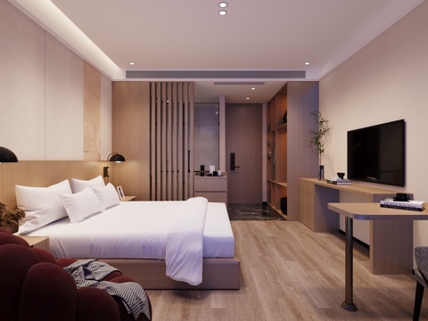  现代酒店客房3d模型 