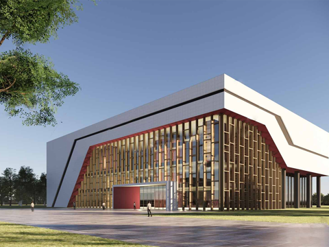 现代展览馆建筑 博物馆 建筑外观su模型