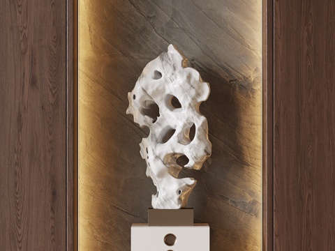 新中式摆件 雕塑 石头 太湖石su模型