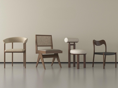 侘寂风休闲椅   单椅 藤编椅su模型