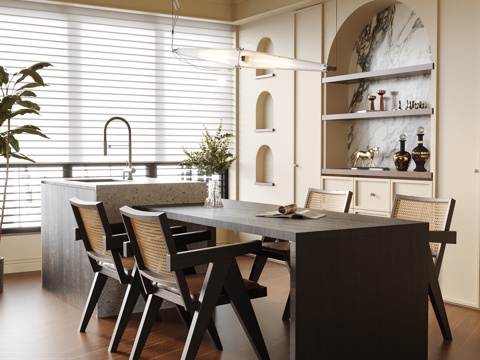  现代餐厅3d模型 