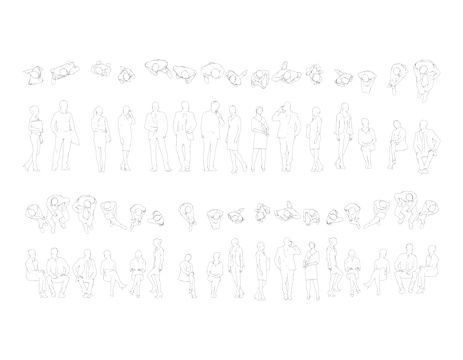 人物平立面图库cad施工图